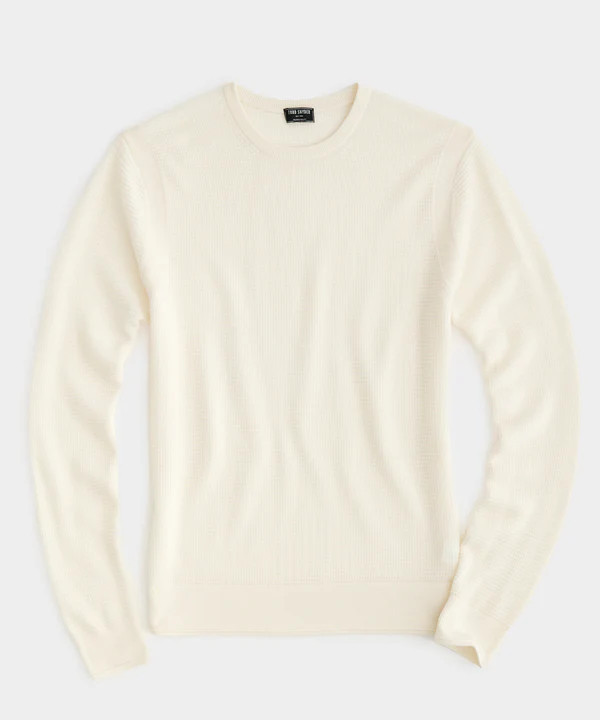 Merino Waffle Crew in Antique White | Todd Snyder
