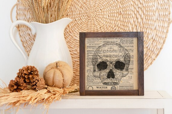 Skull Newspaper Halloween Print Halloween Decor Framed - Etsy | Etsy (US)