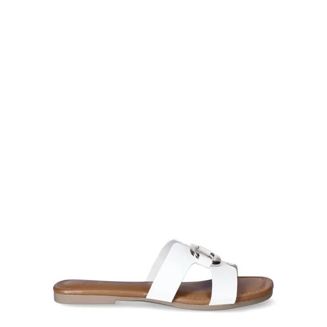 Time and Tru Women's Embellished Slide Flat Sandals | Walmart (US)