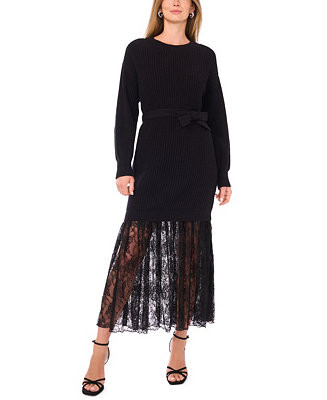 Women's Embroidered Long-Sleeve Crew Neck Dress | Macy's