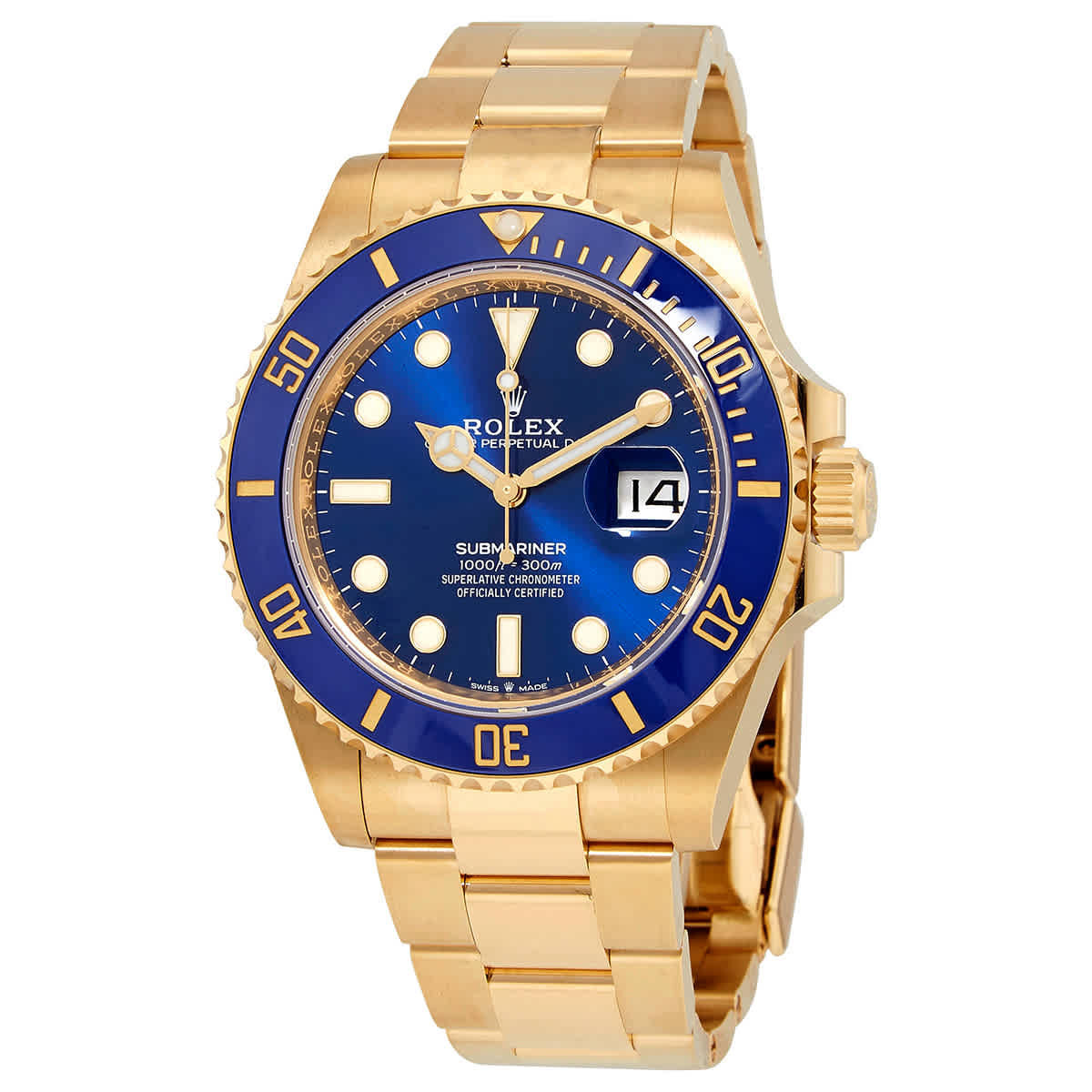 Rolex Submariner Blue Dial 18K Yellow Gold Oyster Bracelet Automatic Men's Watch 126618LBBLSO | Jomashop.com & JomaDeals.com