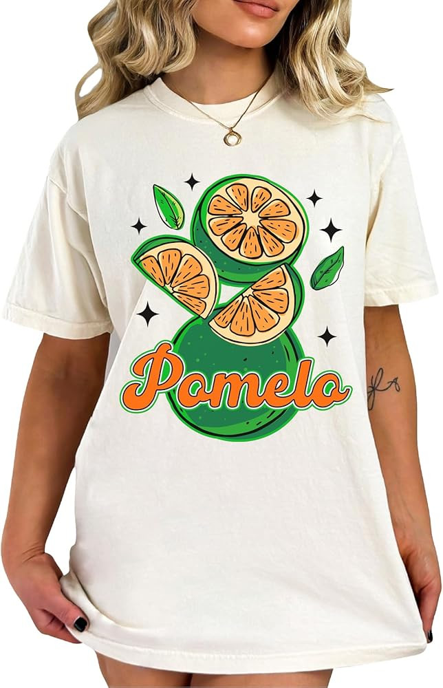 Pomelo Shirt Summer Fruit Grapefruit Loving T-Shirt Casual Women Shirt | Amazon (US)