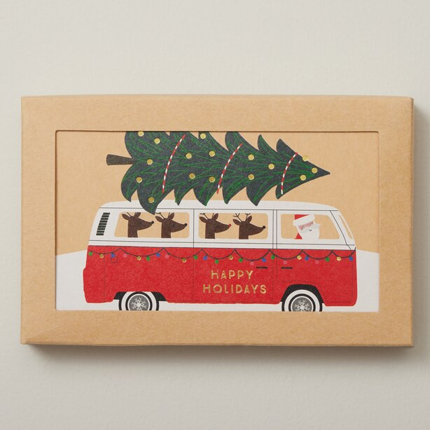 SET OF 12 BOXED CARDS, SANTA IN CAMPER | Indigo (CA)