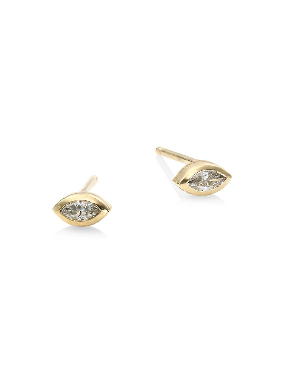Zoë Chicco Marquise Diamond & 14K Yellow Stud Earrings | Saks Fifth Avenue