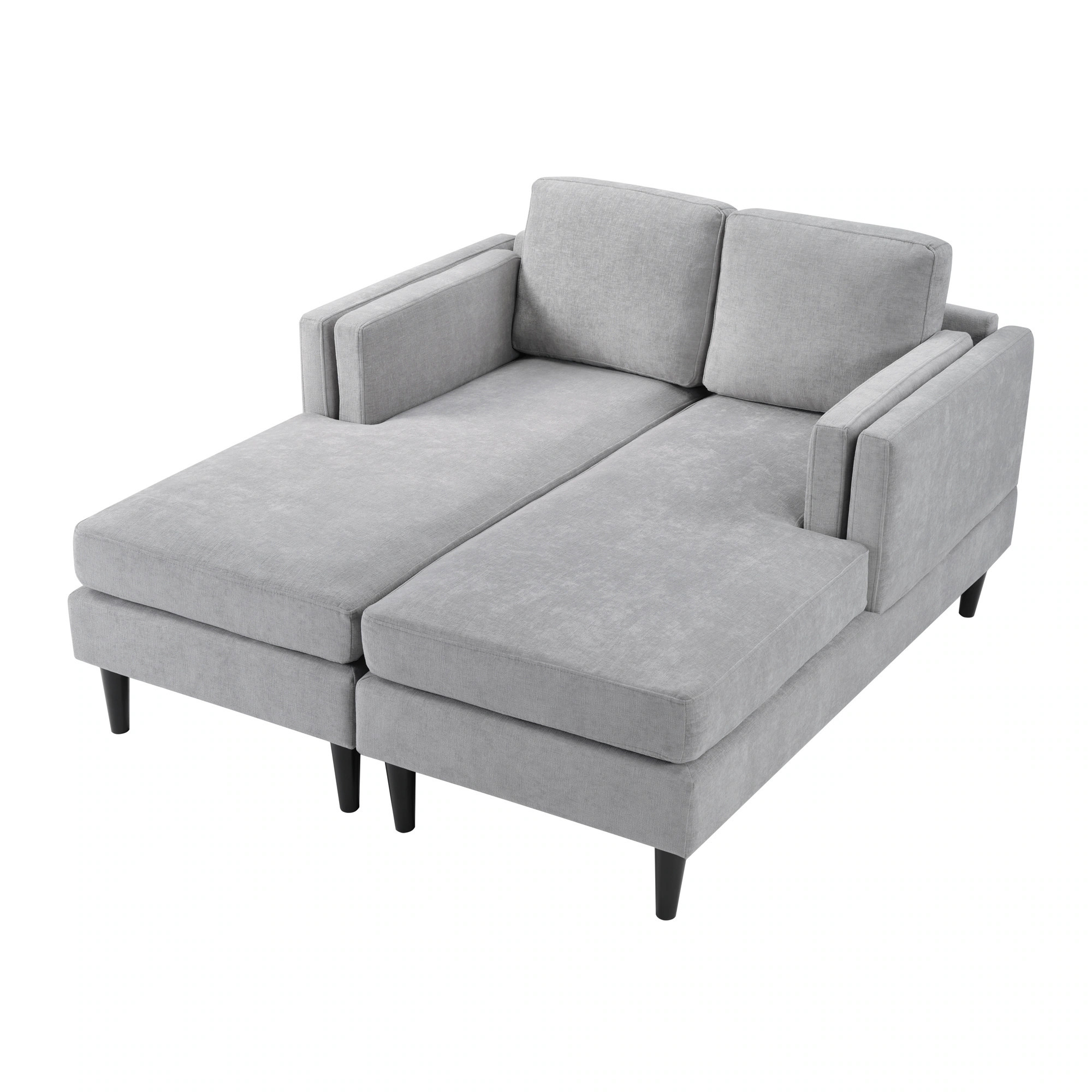 ModernLuxe Modern Chaise Lounge Sofa Bed 53.5inch Upholstered Sofa Couch Free-combined Sofa Chaise with Dual-Layer Armrests for Living Room Grey | Lowe's