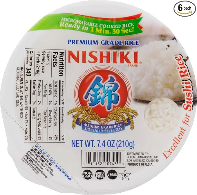 Nishiki Steamed White Rice, 7.4-Ounce (Pack of 6) | Amazon (US)