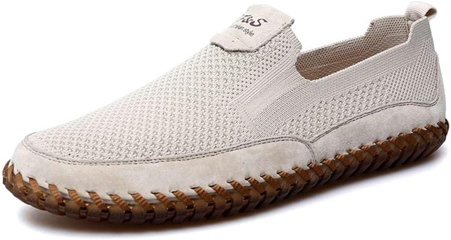 Men's Genuine Leather Loafer Shoes Slip On Soft Walking Shoes Perforated Driving Shoes | Amazon (US)