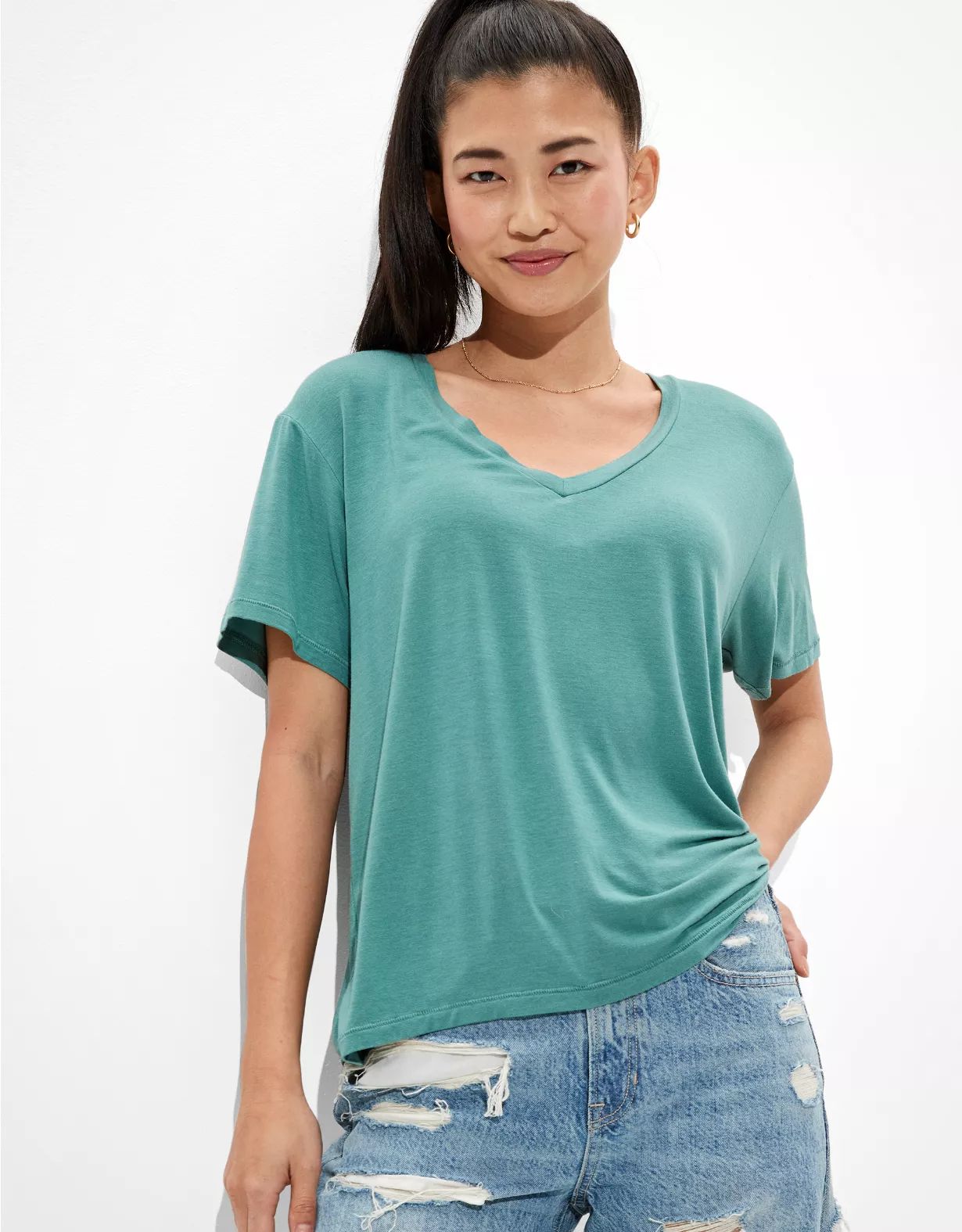 AE Oversized Soft & Sexy V-Neck T-Shirt | American Eagle Outfitters (US & CA)