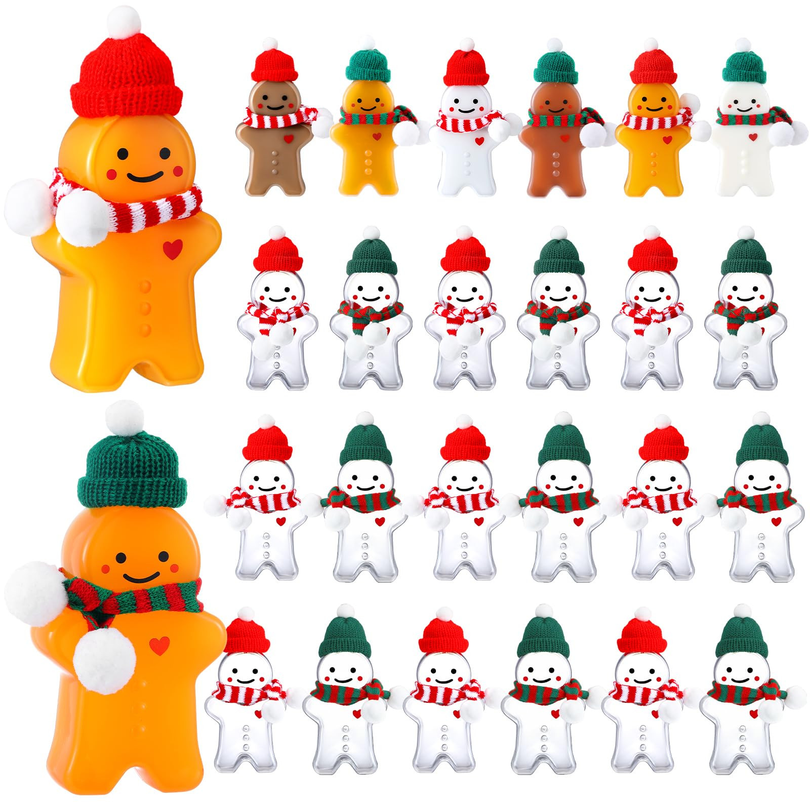 24 Set Christmas Gingerbread Man Bottles with Hat and Scarf Clear Christmas Juice Bottles with Li... | Amazon (US)