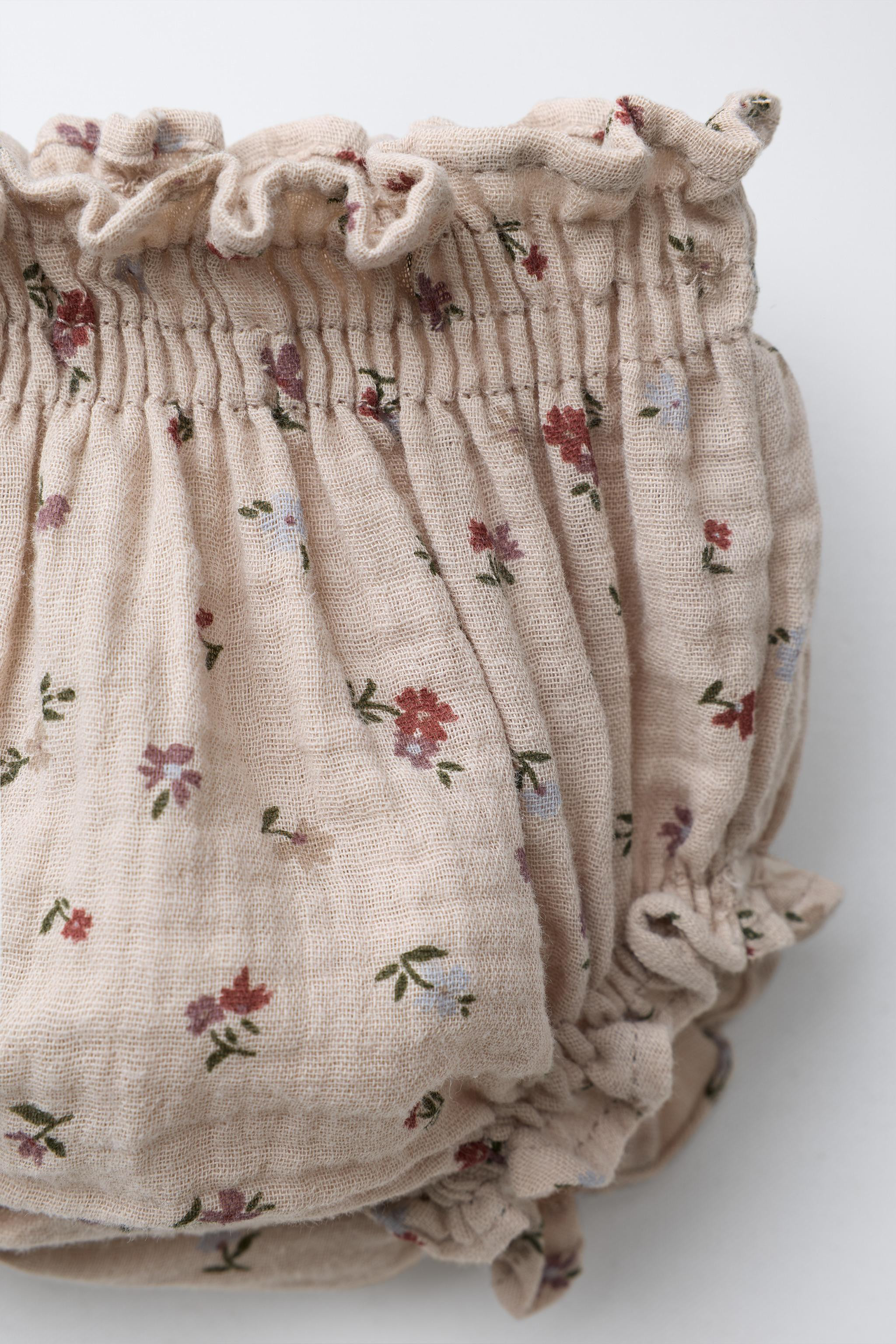 COTTON GAUZE FLORAL BOTTOMS | Zara US