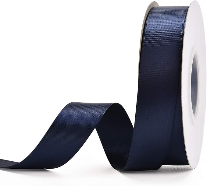 YAMA Double Face Satin Ribbon - 7/8" 25 Yards for Gift Wrapping Ribbons Roll, Navy | Amazon (US)