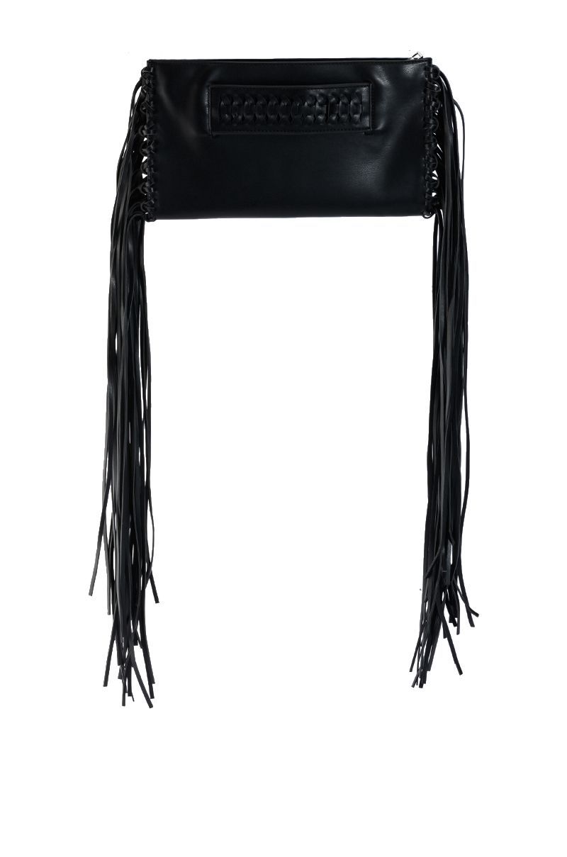 FINER THINGS FAUX LEATHER FRINGE CLUTCH | AKIRA