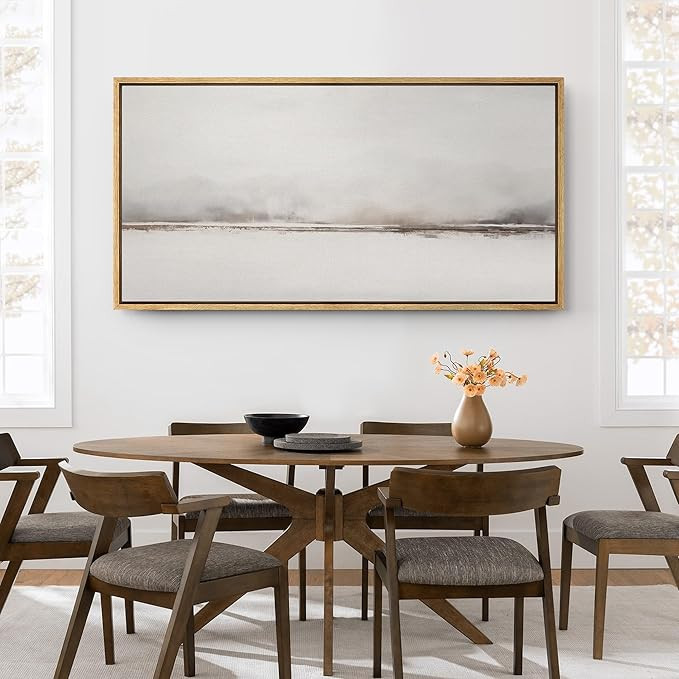 SIGNFORD Extra Large Framed Canvas Print Wall Art Foggy Horizon Minimalist Landscape Illustration... | Amazon (US)