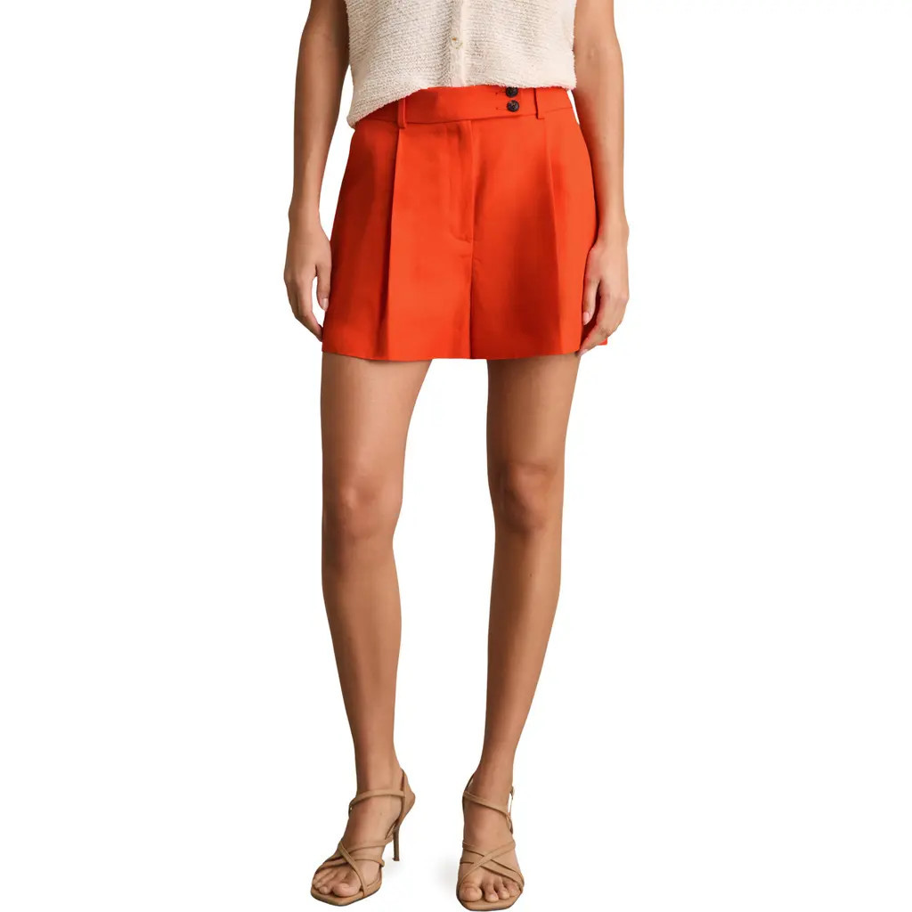 Reiss Raine Pleated Flare Leg Shorts in Orange at Nordstrom, Size 0 Us | Nordstrom