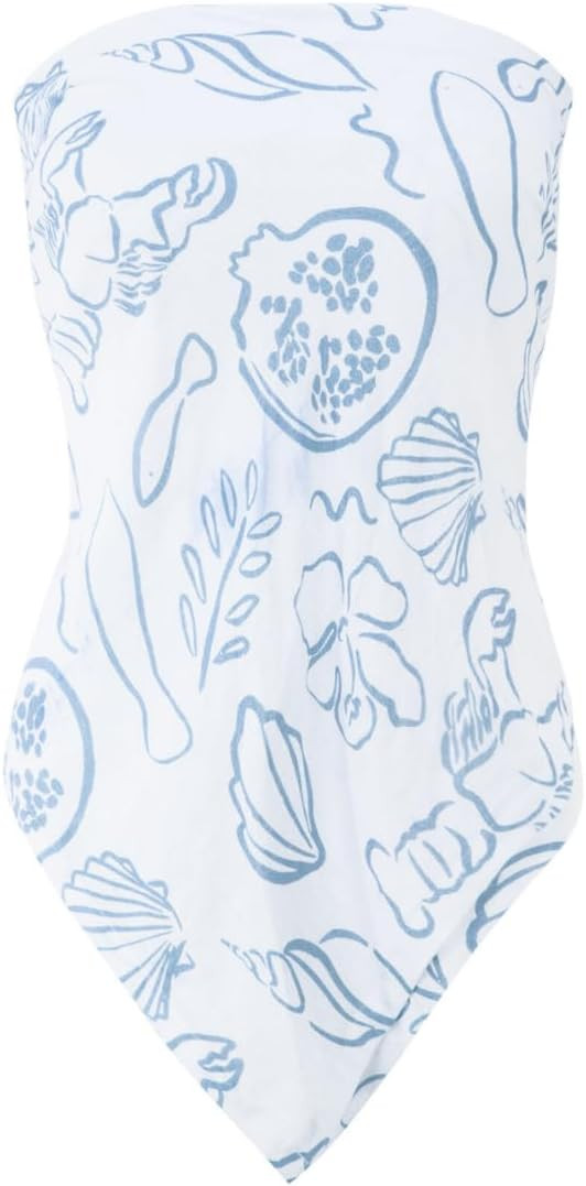 Almere Womens Printed Adjustable Tie Style Bandana Top for Girls Summer Vacation Strapless Going ... | Amazon (US)