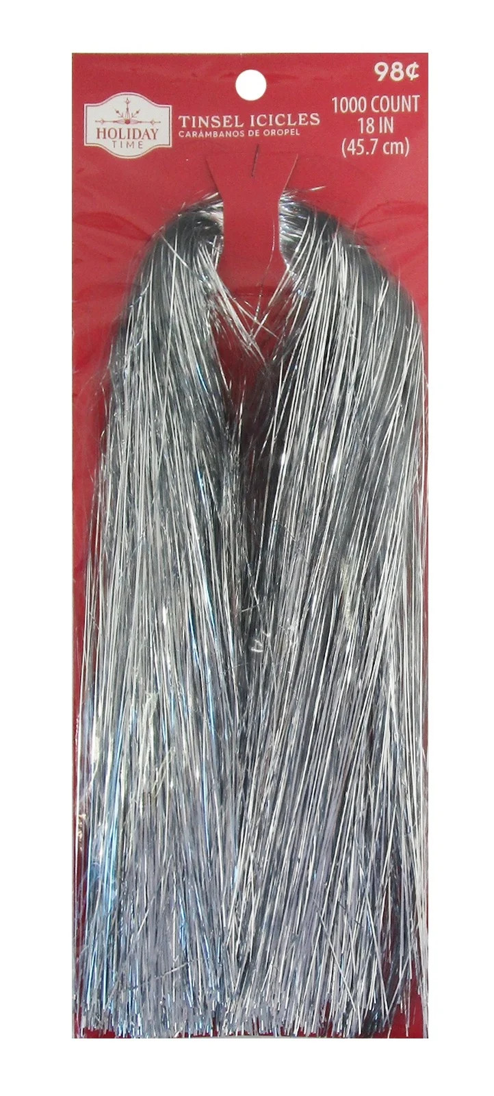 1,000 Strand Holiday Time Metallic Silver Christmas Tinsel Icicles | Walmart (US)