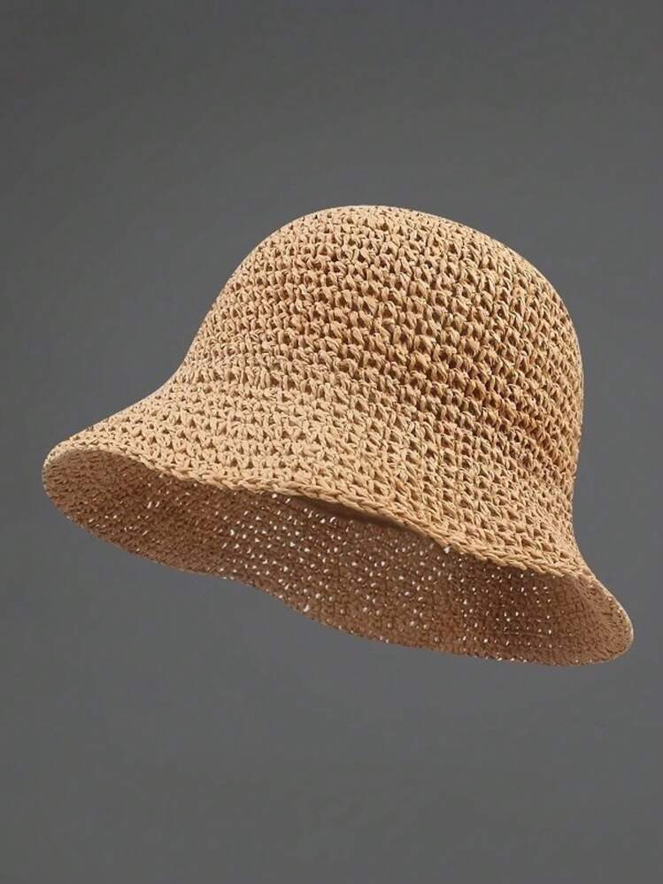 Classic Straw Braid Hat, Women's Beach Sun Hat, Versatile Bucket Hat, UV Protection, Spring/Summe... | SHEIN