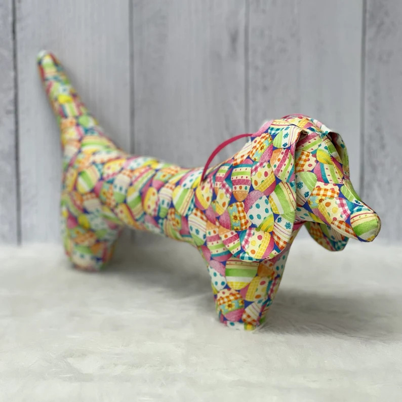 Easter Egg Stuffed Dachshund Pillow, Doxie Home Decor, Easter Sausage Dog Pillow, Spring Wiener D... | Etsy (US)
