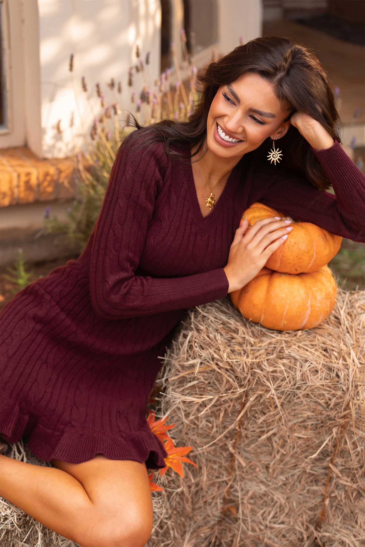 Cozy Night Out Brick Mini Sweater Dress | Cupshe US