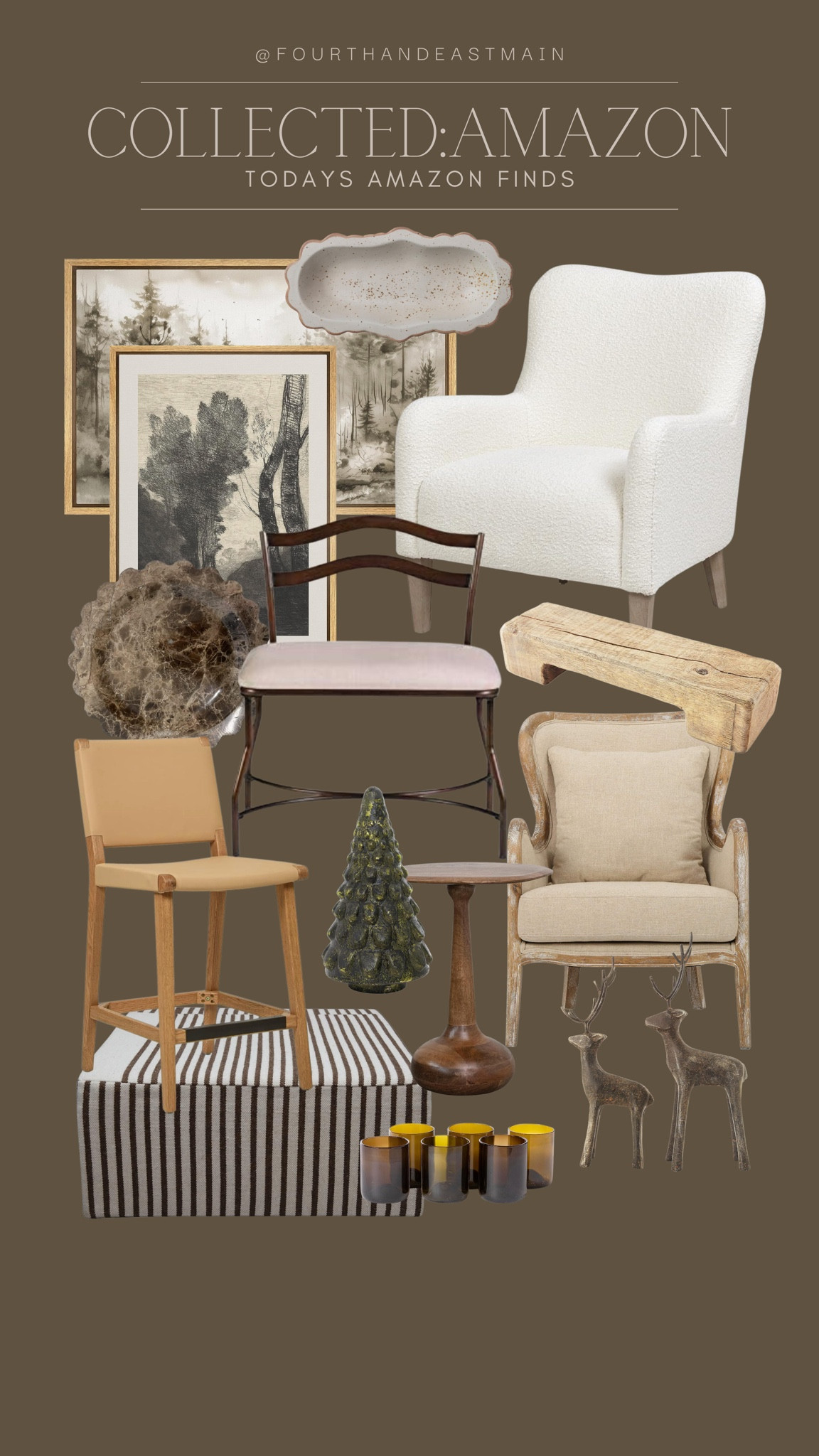 collected / todays amazon finds 🤎

amazon finds 
counter stools 
amazon finds
affordable finds 
marble tray 
accent chair
sherpa chair
ottoman
wood tray 

#LTKhome