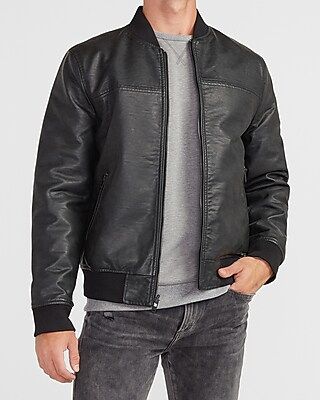 Black Vegan Leather Reversible Bomber Jacket | Express