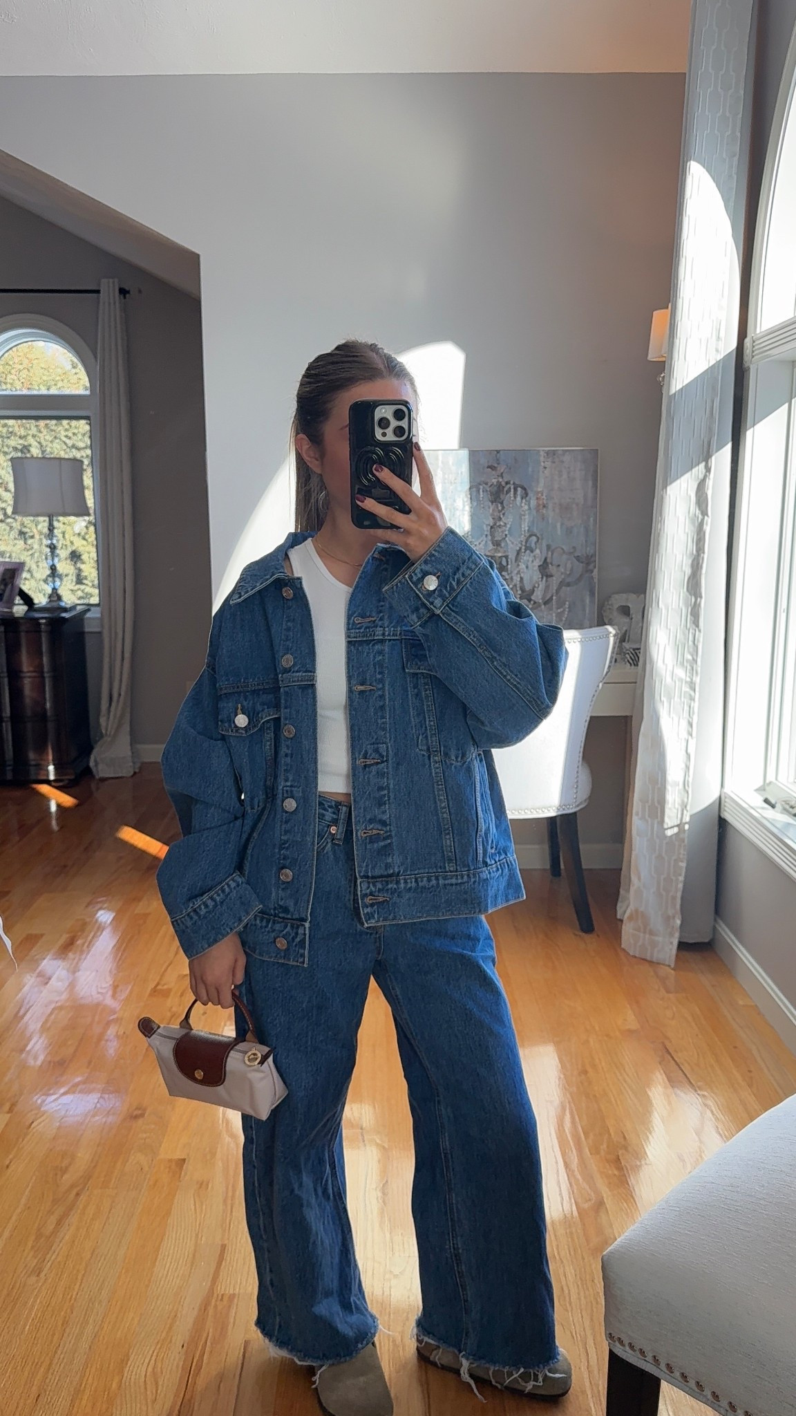 xs/s in jean jacket and 23 in jeans 

#LTKU #LTKootd #LTKSeasonal