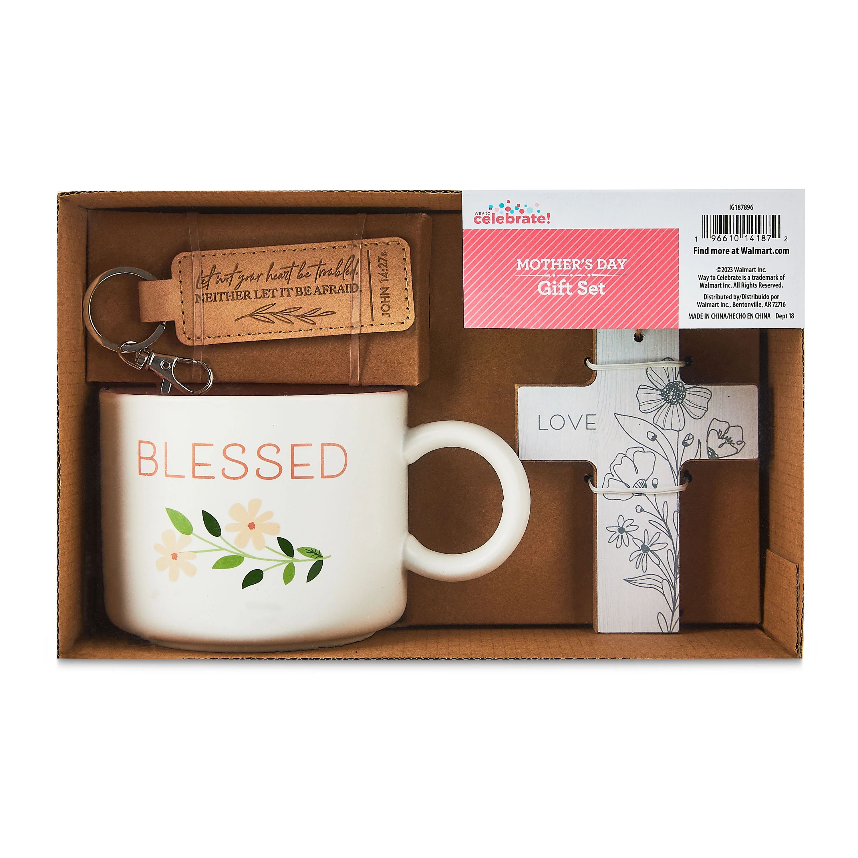 Mother's Day Blessed Gift Set, White & Pink, 3 Pieces, by Way To Celebrate | Walmart (US)