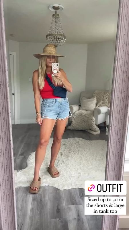 Summer outfit. Sandals. Memorial weekend. Looks for less. Denim shorts. 
July 4th outfit. Sized up to a large in the tank top and jumpsuit. Free people inspired jumpsuit. 4th of July. Memorial weekend. Red, white and blue. Belt bag. Summer fashion. Trucker hat. Lake outfit 


Follow my shop @thesuestylefile on the @shop.LTK app to shop this post and get my exclusive app-only content!

#liketkit #LTKSwim #LTKVideo
@shop.ltk
https://liketk.it/4Gjvj

#LTKVideo