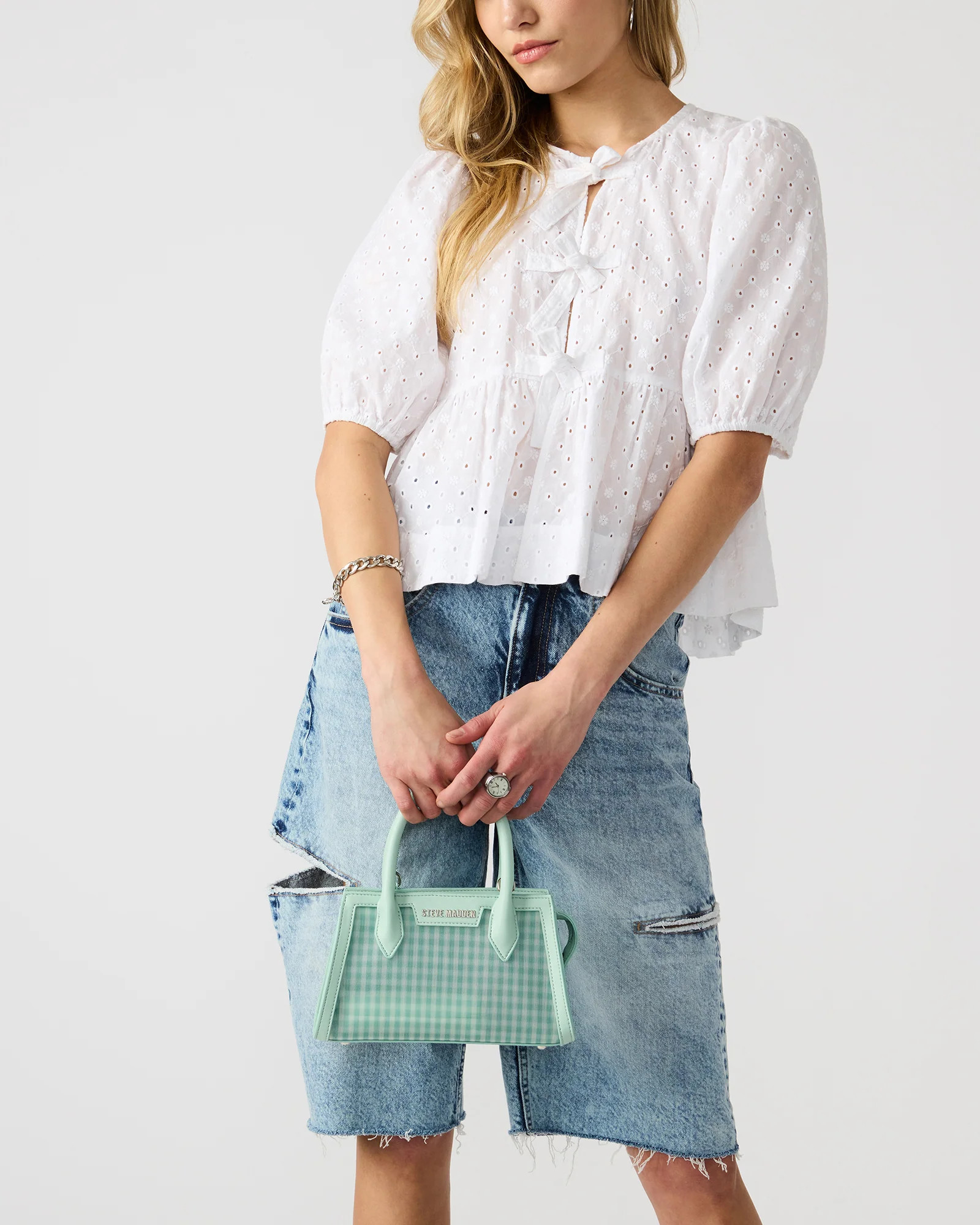 PEACHY Green Multi Women's Mini Top-Handle Mesh Handbag | Steve Madden (US)