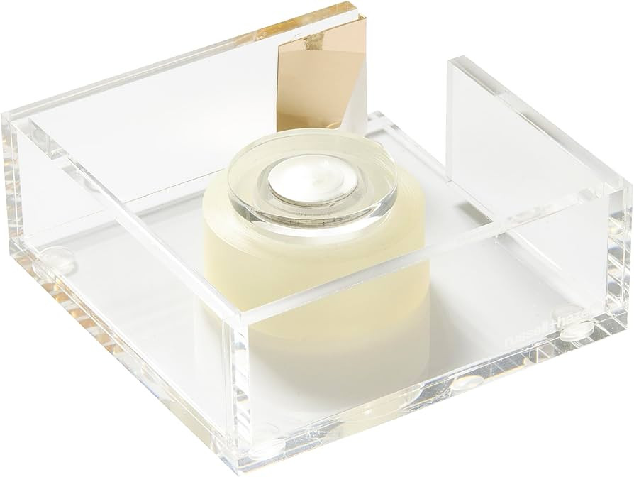 RUSSELL+HAZEL Acrylic Bloc Tape Dispenser, Clear, 4” x 4” x 1.5”, Gold, (32025) | Amazon (US)