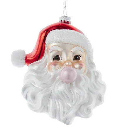Kurt Adler 5.25 Inch Glass Santa Head with Bubble Gum Ornament | Walmart (US)