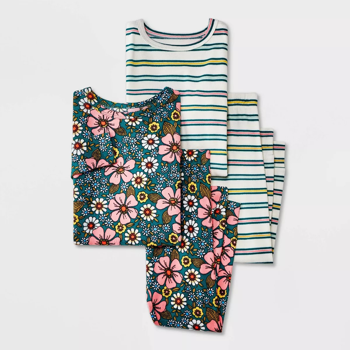 Toddler Girls' 2pc Dino Checkered Pajama Set - Cat & Jack™ Cream 12M | Target