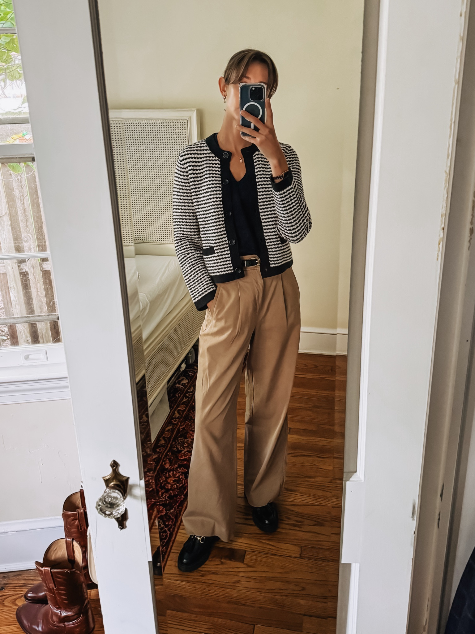 Two easy pieces for workwear this fall: these khakis and this striped cardigan jacket. 

#LTKWorkwear #LTKSeasonal #LTKFindsUnder100