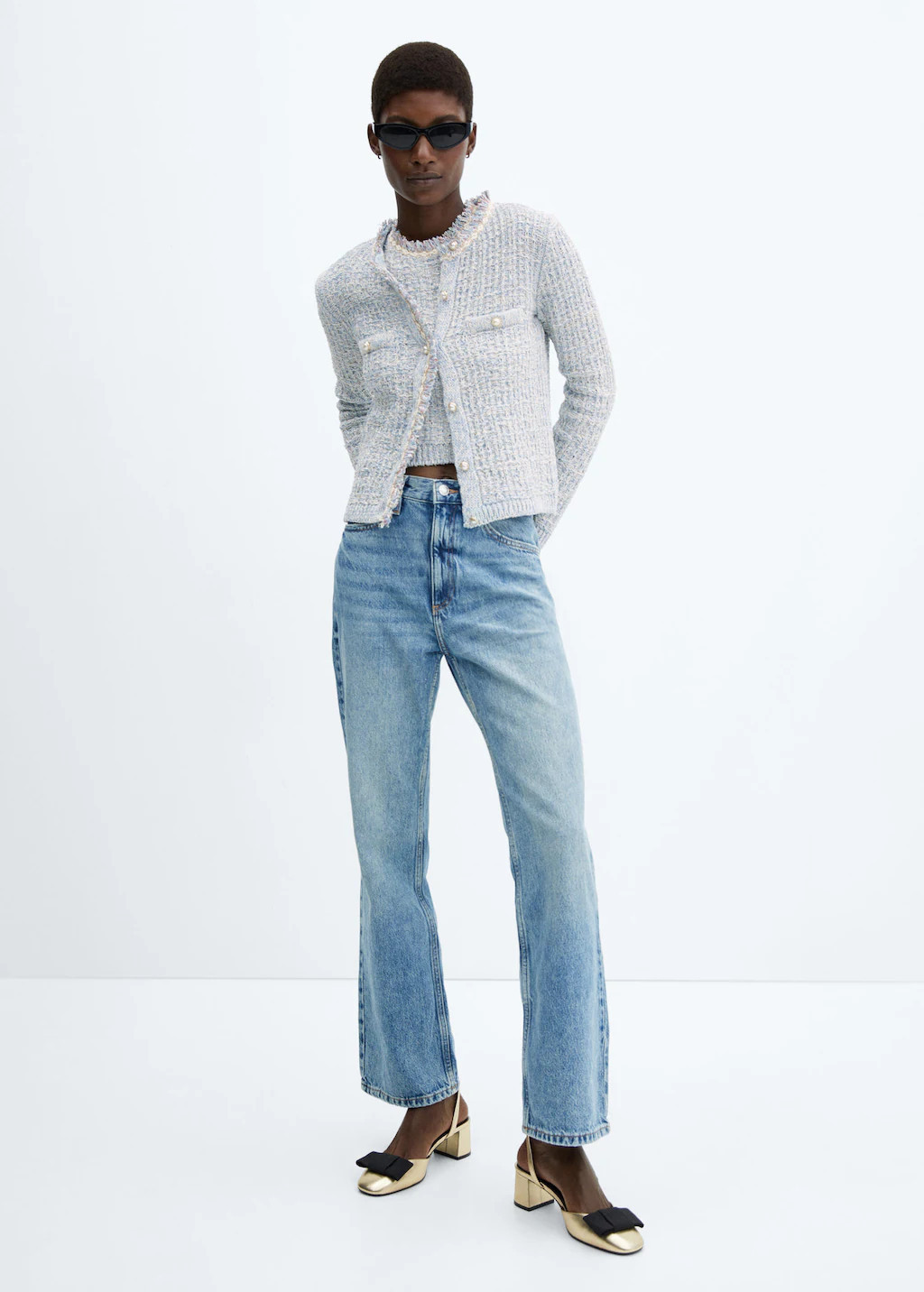 Jewel button tweed cardigan | MANGO (US)