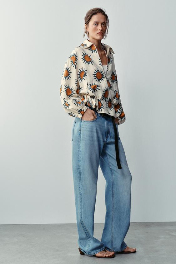Zara - Printed Bomber Jacket - Ecru / Green - Xl - Woman | Zara US