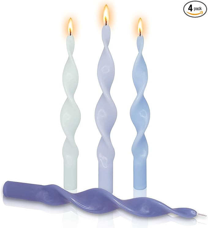 Unscented Spiral Taper Candles 10 Inch Gradient Blue Twisted Candlesticks Smokeless Colored Candl... | Amazon (US)