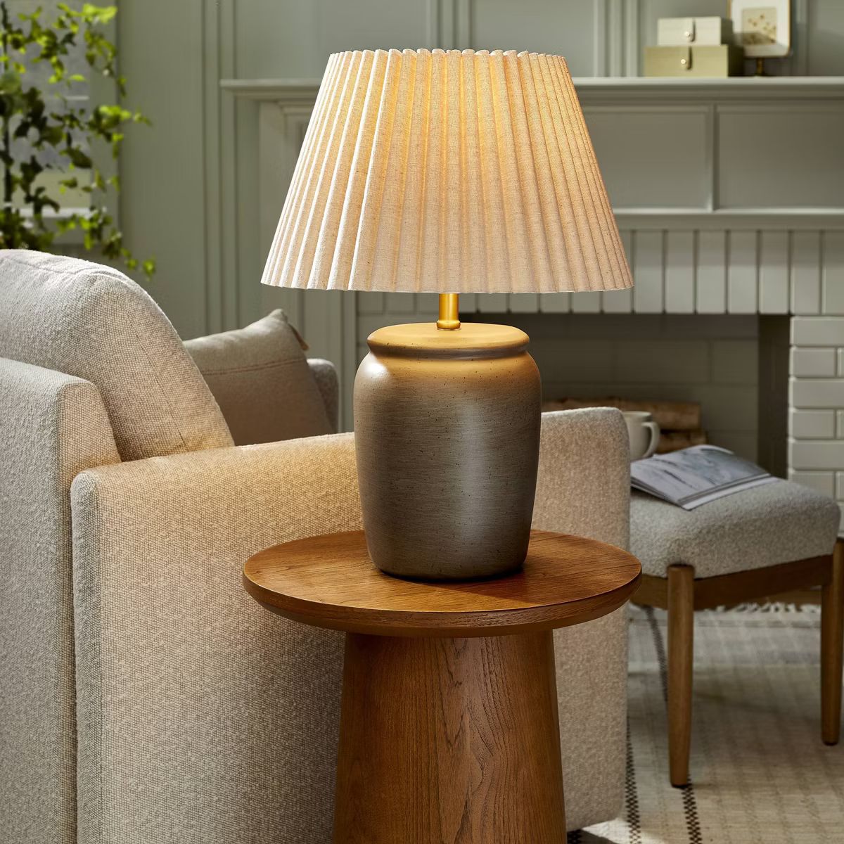 22" Pleated Shade Ceramic Table Lamp Gray/Oatmeal - Hearth & Hand™ with Magnolia | Target