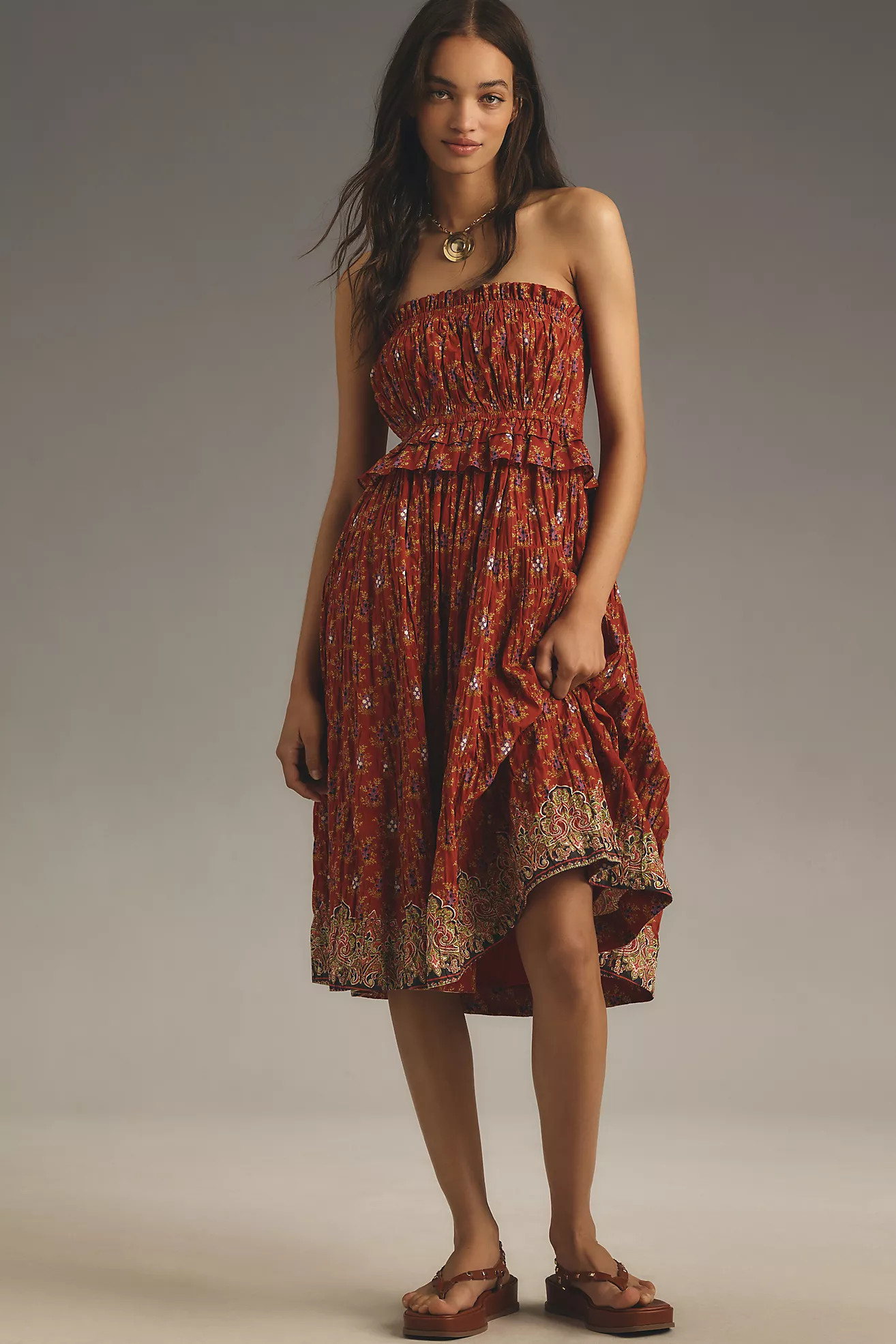 Plenty by Tracy Reese Strapless Smocked Midi Dress | Anthropologie (US)