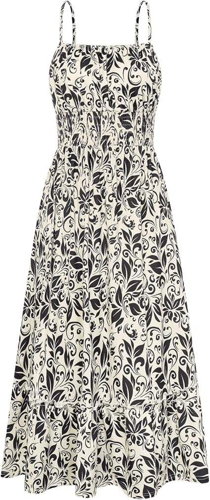 GRACE KARIN Summer Dresses for Women 2026 Vacation,Smocked Floral Maxi Dress,Boho Beach Sundress ... | Amazon (US)