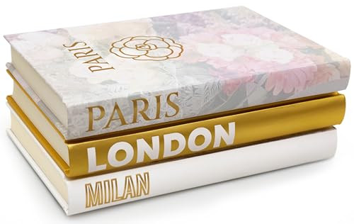 Decorative Books for Home - Shelf Decor Accents - Set of 3 - Modern Hardcover Book Stack - Matte Gold Coffee & Entry Table Decoration - Contemporary Display - Fashion Designer Dresser Aestethics | Amazon (US)