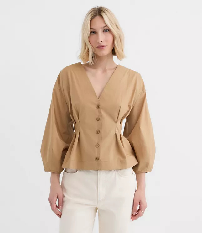 Poplin Cinched Back Shirt | LOFT