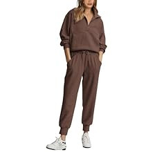 BTFBM Women's 2 Piece Tracksuit Fall Outfits 2023 Long Sleeve Half Zip Sweatshirt Sweatpants Loun... | Amazon (US)