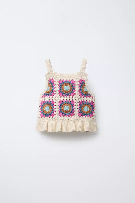 RUFFLED CROCHET KNIT TOP | Zara US