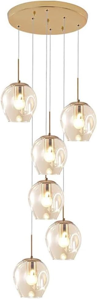Ezalor Handblow Galss Glass Ball Chandelier Modern Raindrop Pendant Lighting Staircase E26 Globe ... | Amazon (US)