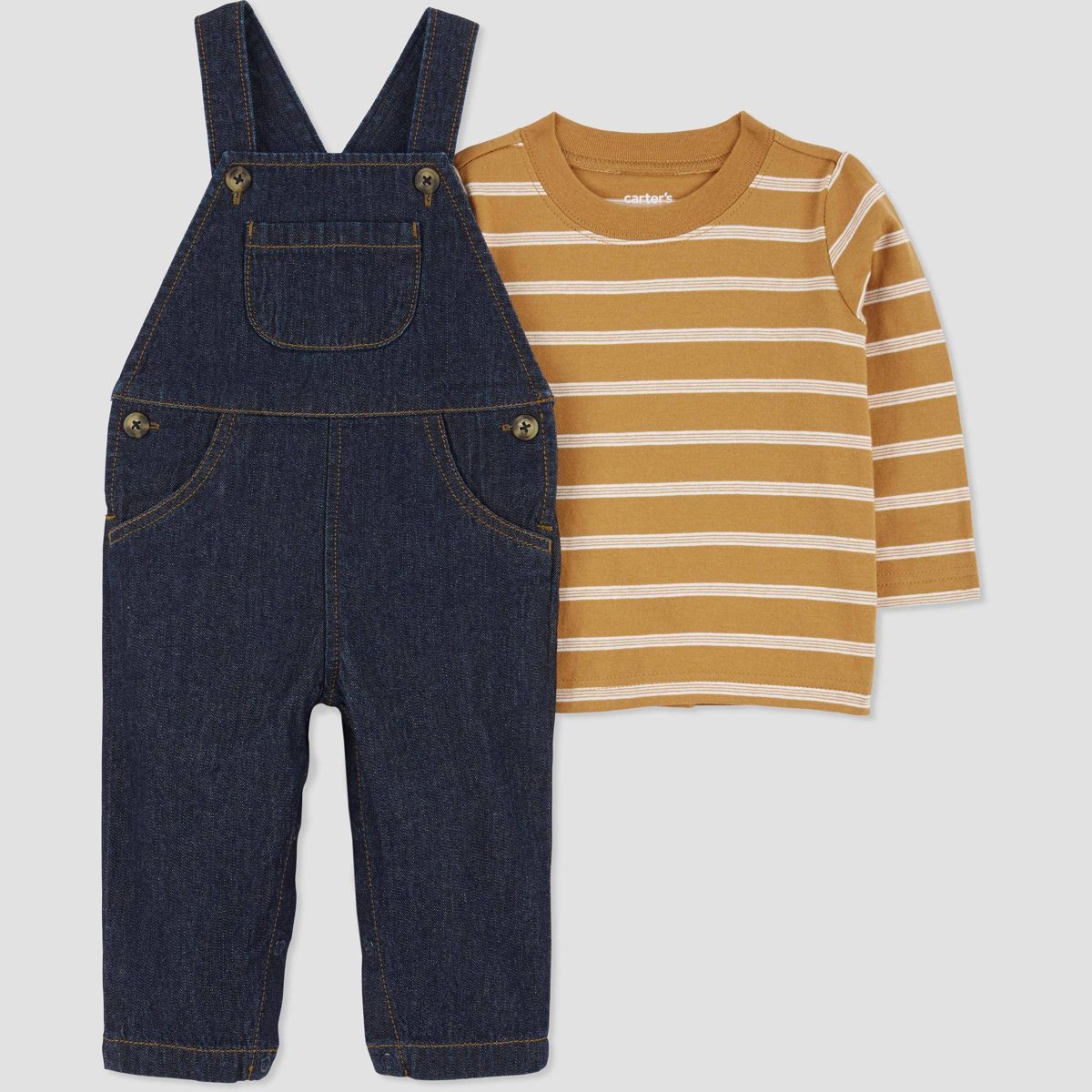Carter's Just One You®️ Baby Girls' Striped Top & Overalls Set - Brown | Target