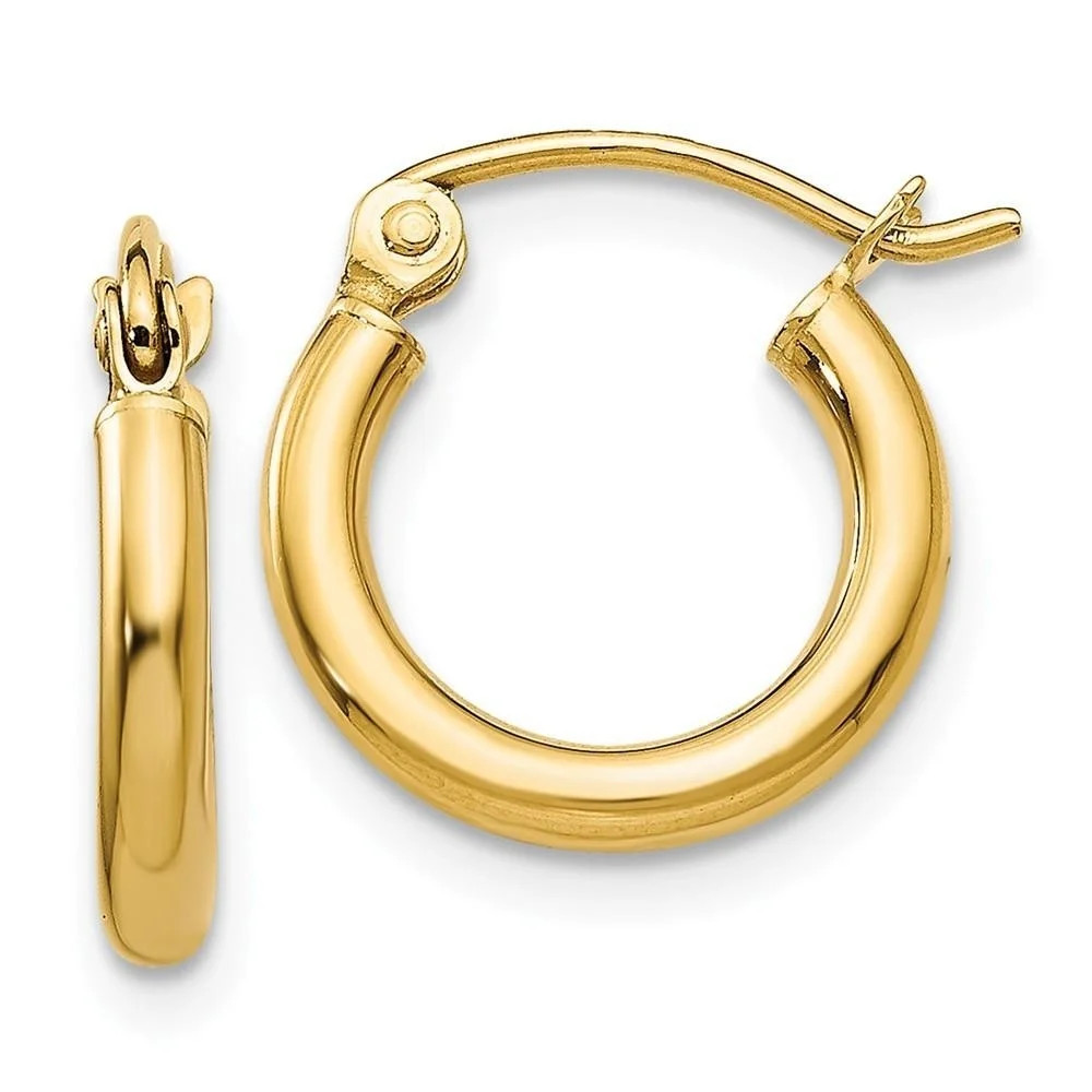 Primal Gold 14 Karat Yellow Gold 2mm Tube Hoop Earrings - Walmart.com | Walmart (US)