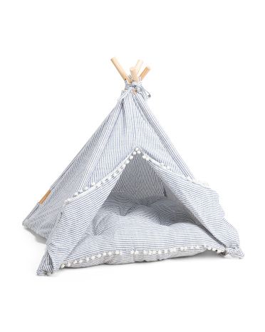 Woven Jacquard Pet Teepee With Pillow | TJ Maxx
