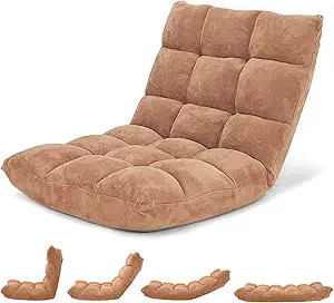 Giantex Folding Floor Chair with Back Support, 14 Adjustable Position, Padded Sleeper Bed, Couch ... | Amazon (US)
