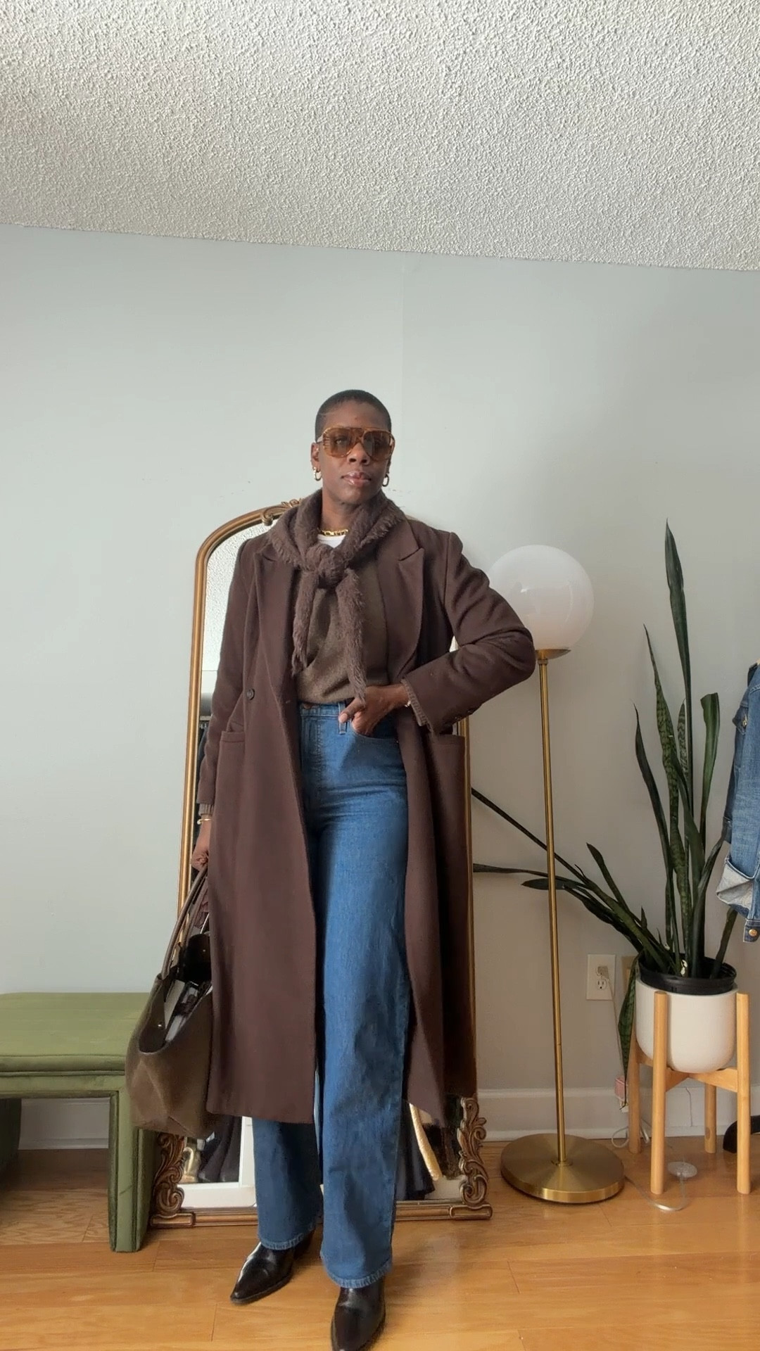 Brown tonal winter look 