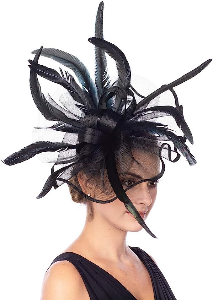 Lucky Leaf Girl Lady Hat Headwear Organza Church Feather Clip Fascinators Hat Wedding Party Kentucky | Amazon (US)